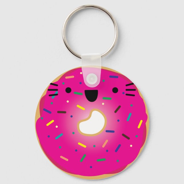 Strawberry Cat Donut Schlüsselanhänger Stretched (Vorderseite)
