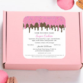 Strawberry & Chocolate Frosting Drip Cottage Law Quadratischer Aufkleber