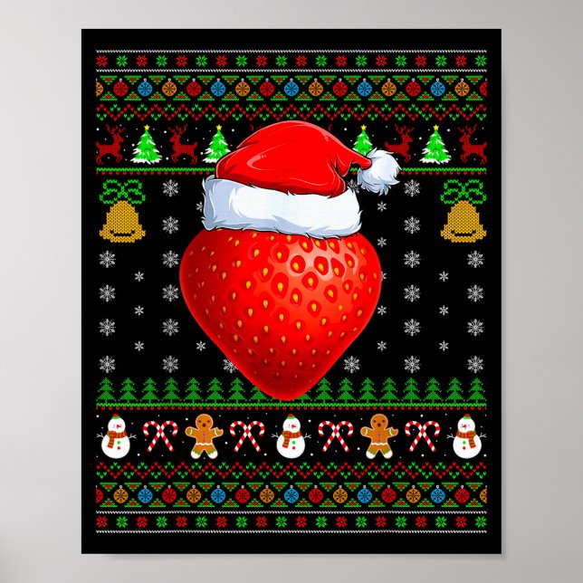 Strawberry Christmas Lights Funny Santa Ugly Sweat Poster (Vorne)