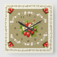 Strawberry Clock Loden Grüner Hintergrund