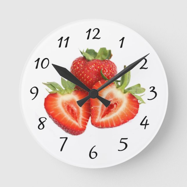 Strawberry Clock Runde Wanduhr (Vorderseite)