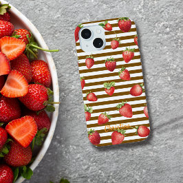 Strawberry Cocoa Streifen Personalisieren iPhone C iPhone 15 Hülle