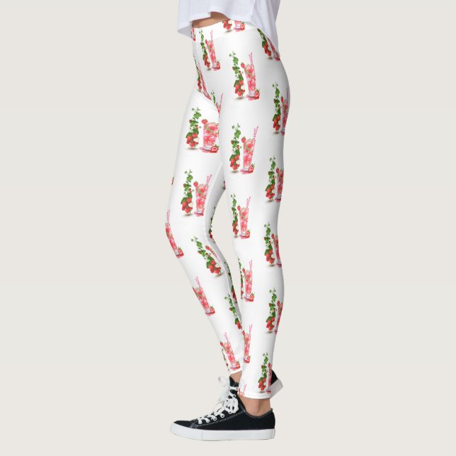 Strawberry Cool Drink Party Funny Leggings (Links)