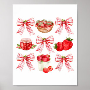 Strawberry Coquette Bow Strawberries Festival del Poster