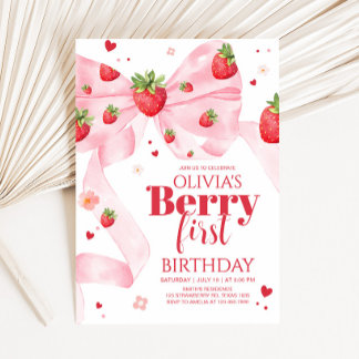 Strawberry Coquette Geburtstagsparty Einladung