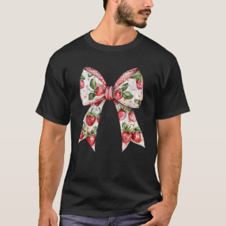Strawberry Coquette Girly Bow Ästhetik Strawberri T-Shirt