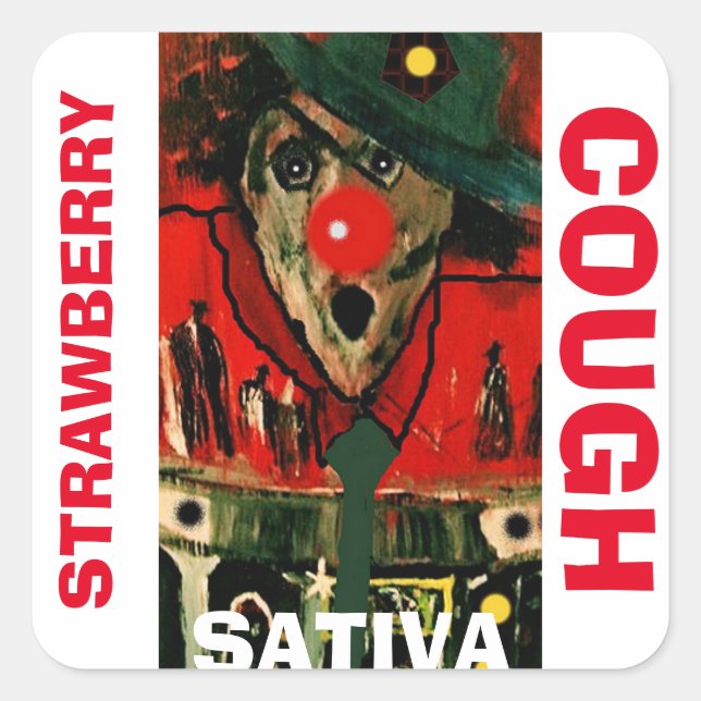 STRAWBERRY COUGH SATIVA QUADRATISCHER AUFKLEBER (Vorderseite)