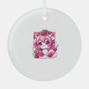 Strawberry Cow Kawaii Anime Strawberry Milk _1 Ornament Aus Glas