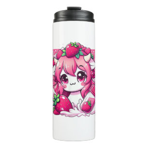 Strawberry Cow Kawaii Anime Strawberry Milk _1 Thermosbecher