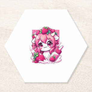 Strawberry Cow Kawaii Anime Strawberry Milk _1 Untersetzer