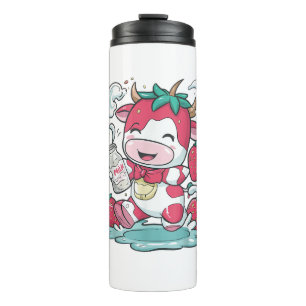 Strawberry Cow Kawaii Anime Strawberry Milk _4 Thermosbecher