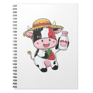 Strawberry Cow Kawaii Anime Strawberry Milk _7 Notizblock