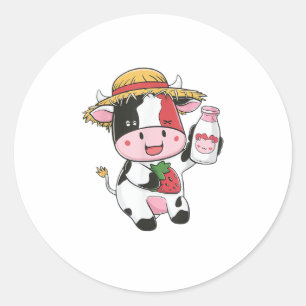 Strawberry Cow Kawaii Anime Strawberry Milk _7 Runder Aufkleber