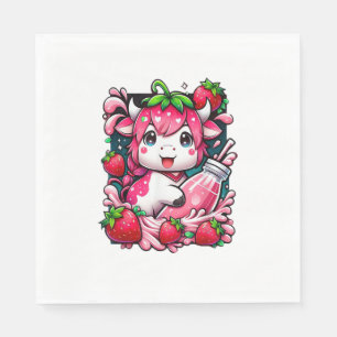 Strawberry Cow Kawaii Anime Strawberry Milk Serviette