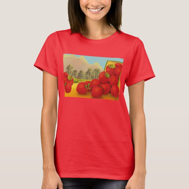 Strawberry Crate Art Retro T - Shirt (Vorderseite)
