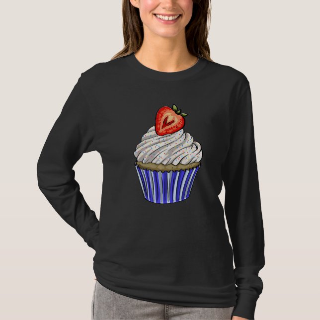 Strawberry Cup Cakes Plain  Women Baking Muffins L T-Shirt (Vorderseite)