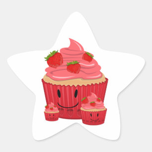 Strawberry Cupcake Family Stern-Aufkleber