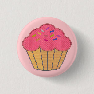 Strawberry Cupcake Imitate Stickerei drucken Button