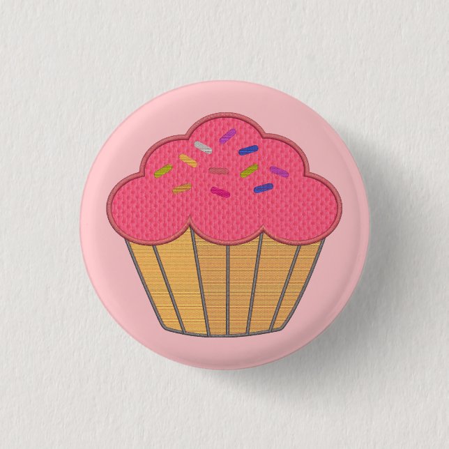 Strawberry Cupcake Imitate Stickerei drucken Button (Vorderseite)