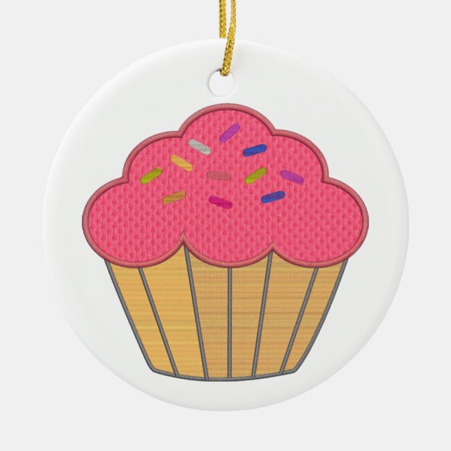 Strawberry Cupcake Imitate Stickerei drucken Keramik Ornament (Vorne)