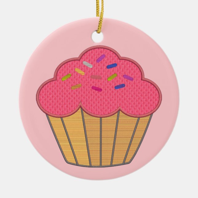 Strawberry Cupcake Imitate Stickerei drucken Keramik Ornament (Vorne)