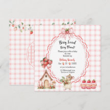 Strawberry Cupcake Mouse Kinderdusche Einladung