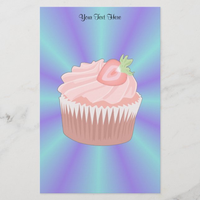 Strawberry Cupcake Stationery Briefpapier (Vorderseite)