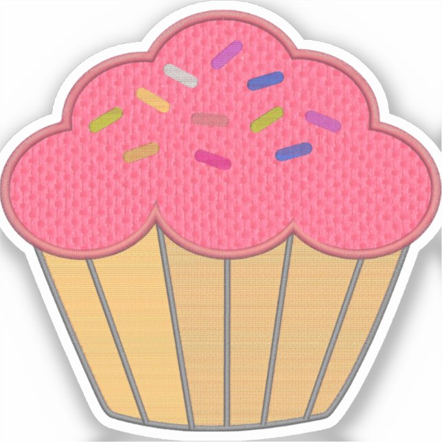 Strawberry Cupcake Stickerei Print Aufkleber (Vorderseite)