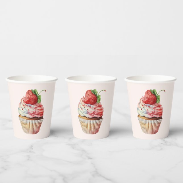 Strawberry Cupcake Sweet Dessert Pappbecher (Multi)