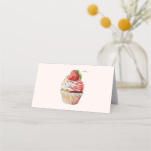 Strawberry Cupcake Sweet Dessert Platzkarte