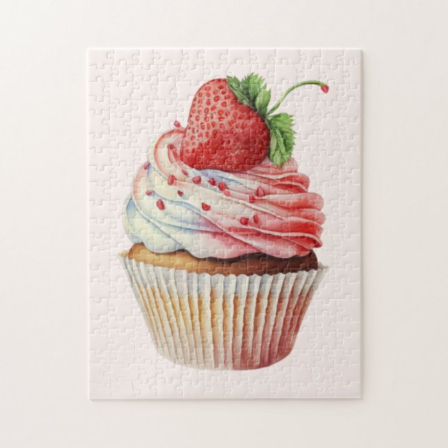 Strawberry Cupcake Sweet Dessert Puzzle (Vertikal)