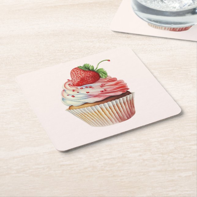 Strawberry Cupcake Sweet Dessert Rechteckiger Pappuntersetzer (angewinkelt)