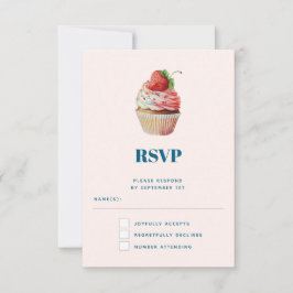 Strawberry Cupcake Sweet Dessert RSVP Karte