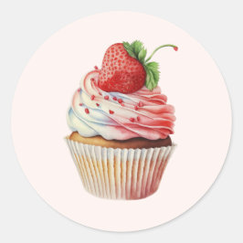 Strawberry Cupcake Sweet Dessert Runder Aufkleber