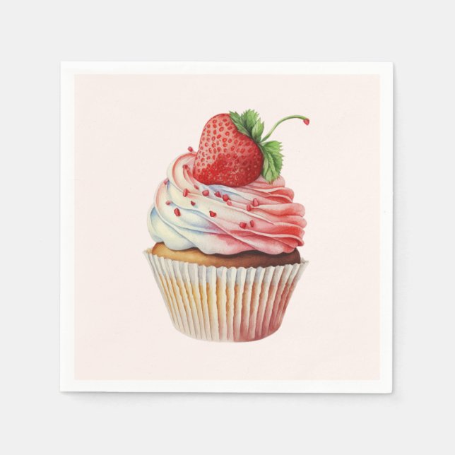 Strawberry Cupcake Sweet Dessert Serviette (Vorderseite)