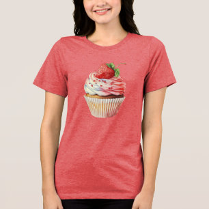 Strawberry Cupcake Sweet Dessert Tri-Blend Shirt
