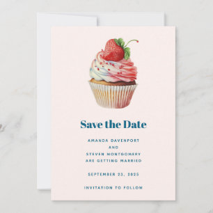Strawberry Cupcake Sweet Dessert Wedding Save The Date