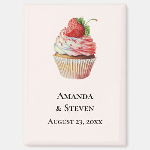Strawberry Cupcake Sweet Wedding Save the Date Magnet