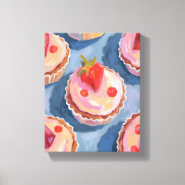 Strawberry Cupcakes | Fruit Watercolor Celebratory Leinwanddruck
