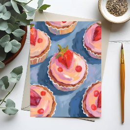 Strawberry Cupcakes | Fruit Watercolor Celebratory Postkarte