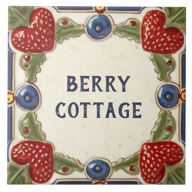 Strawberry Custom House Name Plate Plaque Sign Fliese (Vorderseite)
