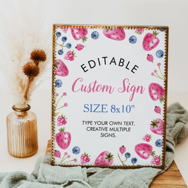 Strawberry Custom Table Sign Berry Sweet Poster (Von Creator hochgeladen)