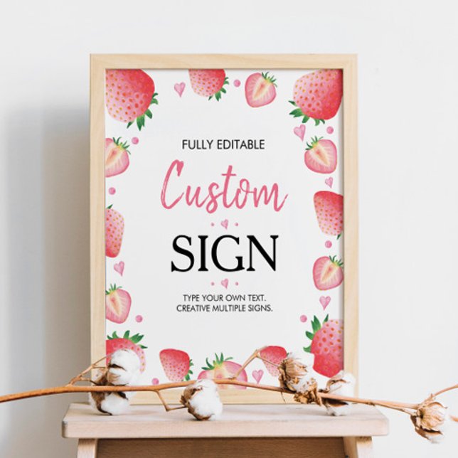 Strawberry Custom Table Sign Berry Sweet Poster (Von Creator hochgeladen)