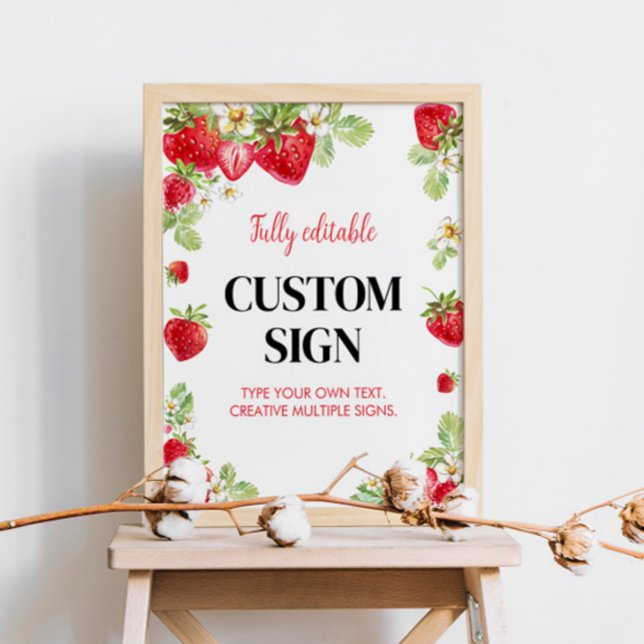 Strawberry Custom Table Sign Berry Sweet Poster (Von Creator hochgeladen)