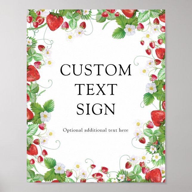 Strawberry Custom Text Brautparty Poster (Vorne)