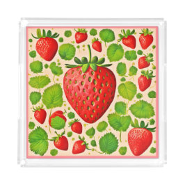 Strawberry Dadaist Artwork Acryl Tablett