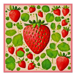 Strawberry Dadaist Artwork Poster