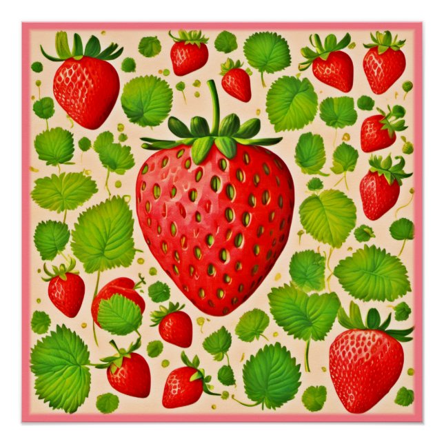 Strawberry Dadaist Artwork Poster (Vorderseite)