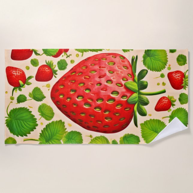 Strawberry Dadaist Artwork Strandtuch (Vorderseite)