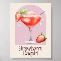 Strawberry Daiquiri Art Print | Bar Decor Poster